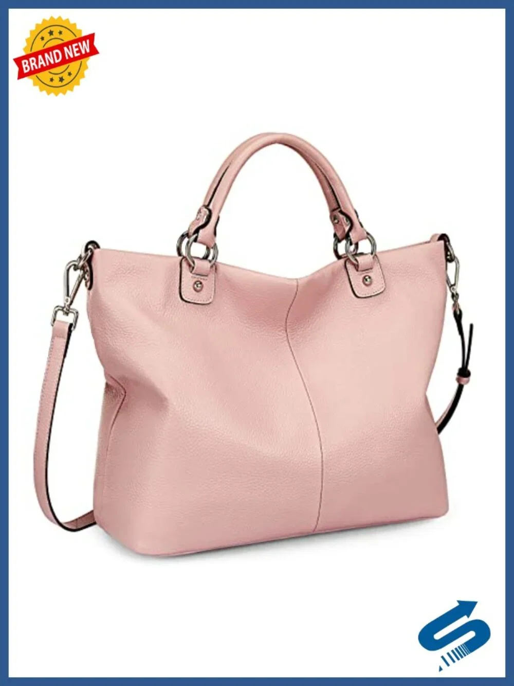 Genuine Leather Top Handle Tote Satchel for Women with Adjustable Strap